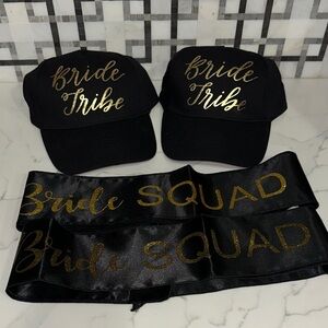 Black and Gold Bride Tribe Hats and Sashes